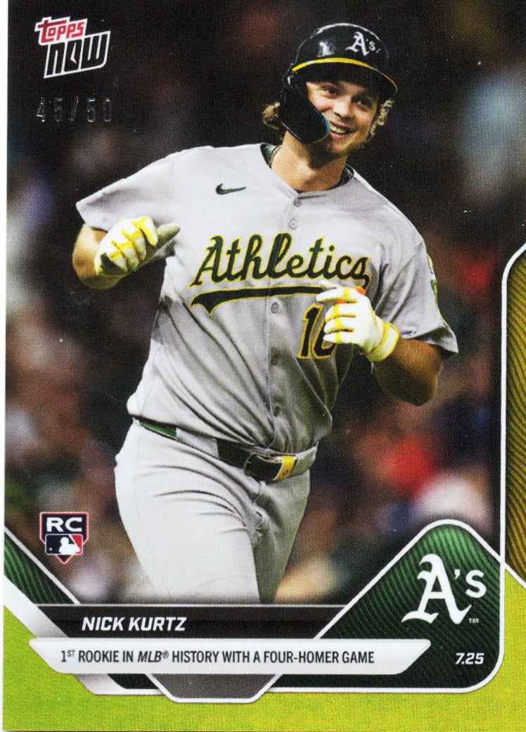 2025 Topps Now Nick Kurtz #464 Gold Foil /50 Athletics Rookie RC Baseball Card