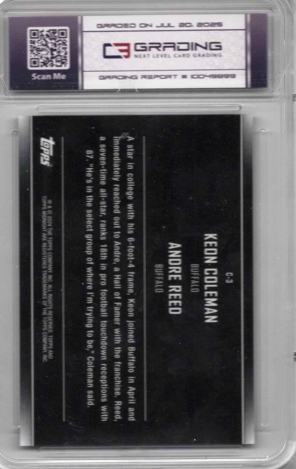 Graded 2024 Topps Midnight Andre Reed/Keon Coleman #C3 Consellations Football Card C3G 10 Gem Mint