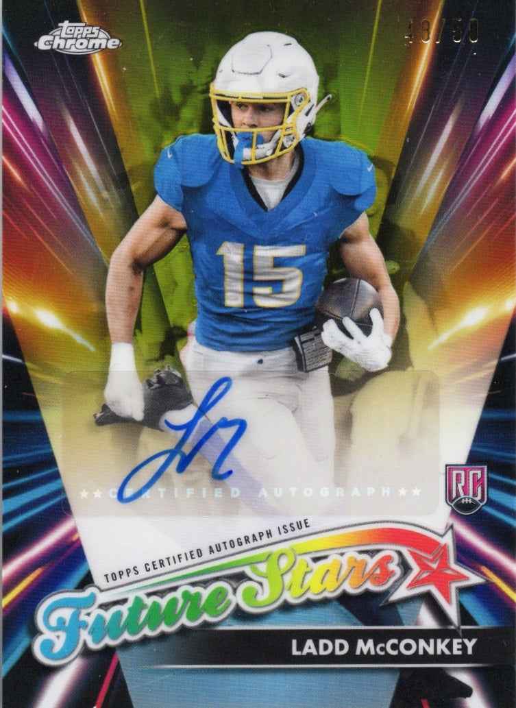 2024 Topps Chrome Ladd McConkey #FSALM Future Stars Autograph /50 Rookie RC Football Card