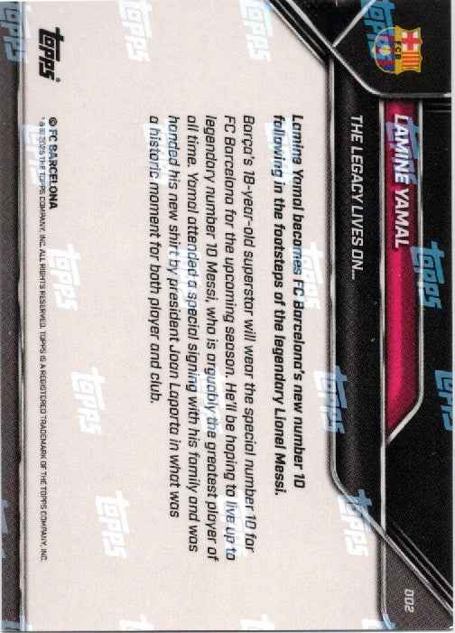 2025 Topps Now Lamine Yamal #2 The Legacy Lives On Gold /50 Soccer Card