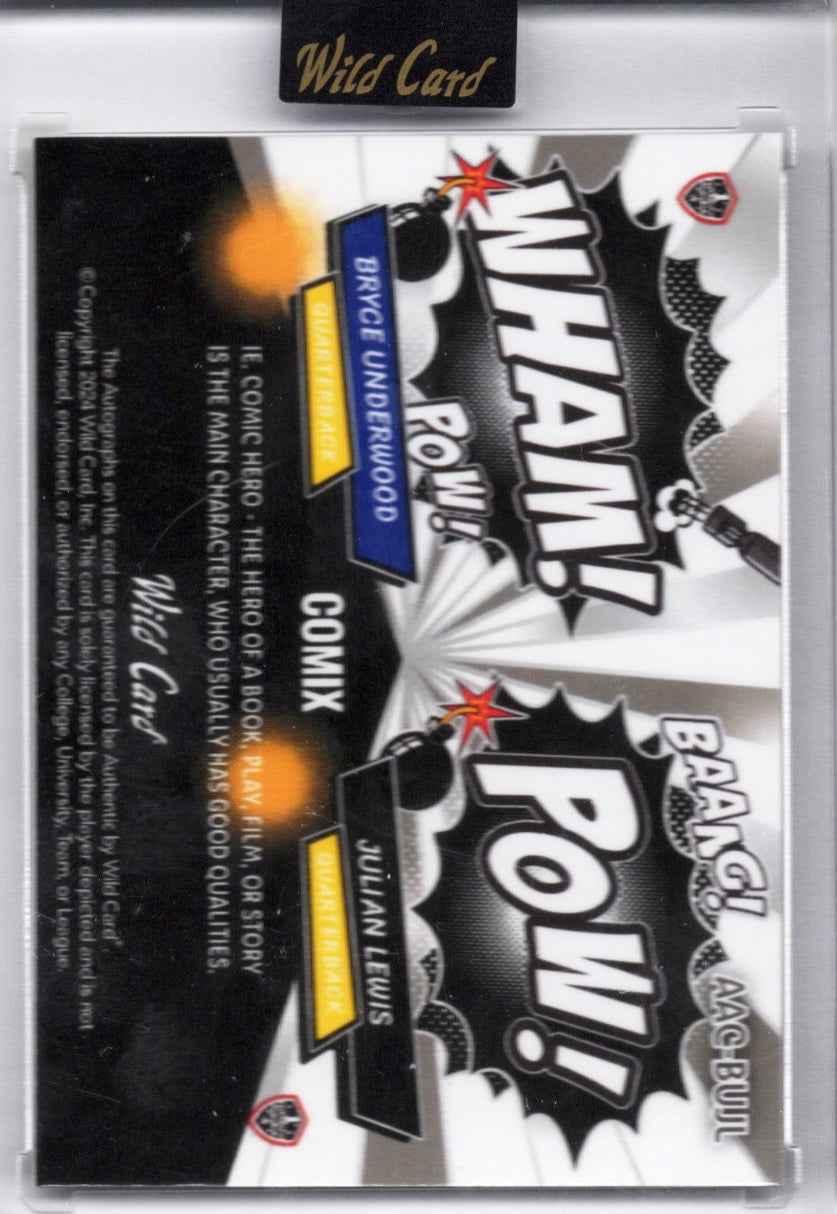 2024 Wild Card Comix Bryce Underwood/Julian Lewis #AACBUJL Cracked Ice Dual Auto 1/1 Rookie RC Football Card