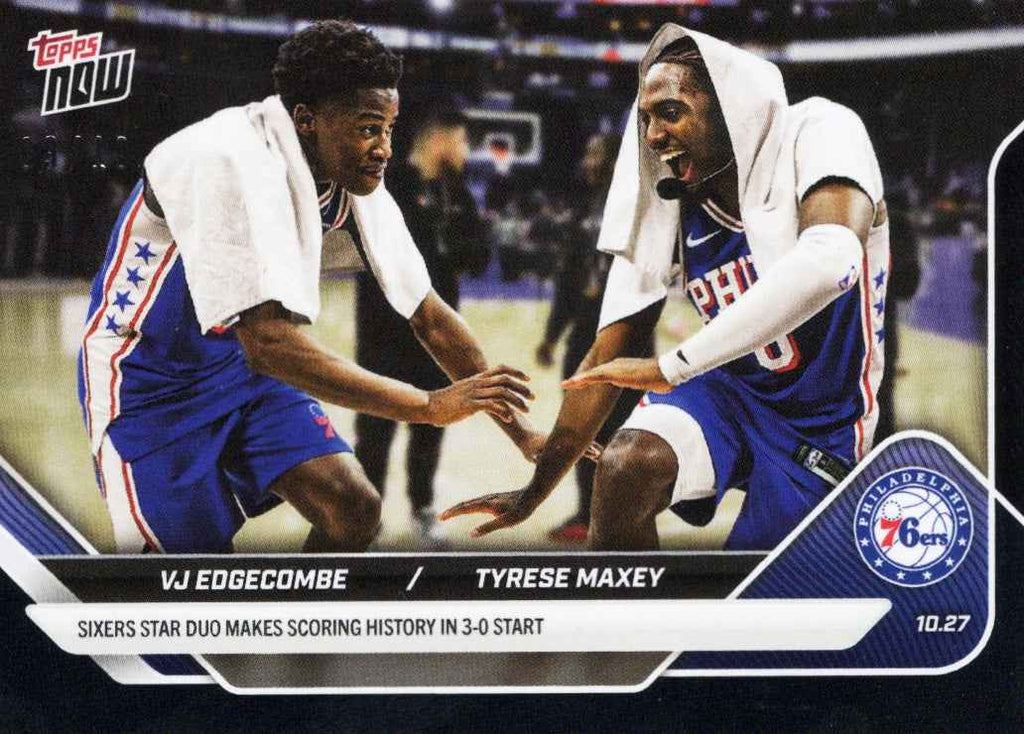 2025 Topps Now VJ Edgecombe/Tyrese Maxey #32 Black Foil /10 Basketball Card