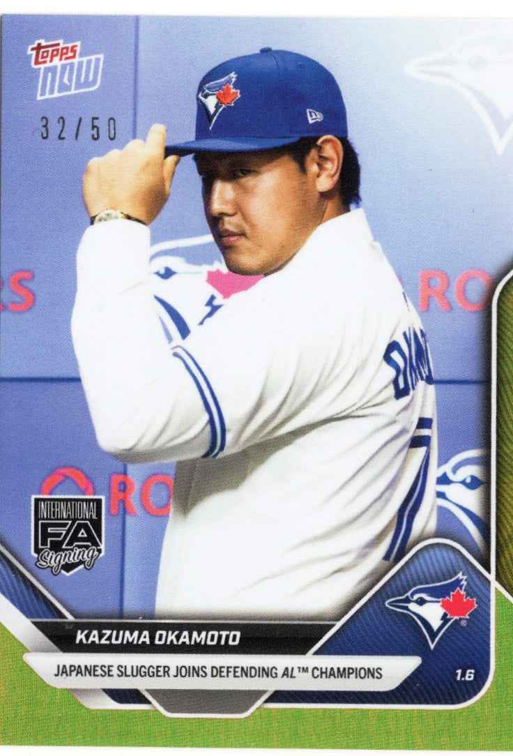 2025 Topps Now Kazuma Okamoto #OS13 Gold Foil /50 Toronto Blue Jays Rookie RC Baseball Card