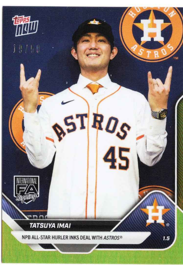 2025 Topps Now Tatsuya Imai #OS12 Gold Foil /50 Houston Astros Rookie RC Baseball Card