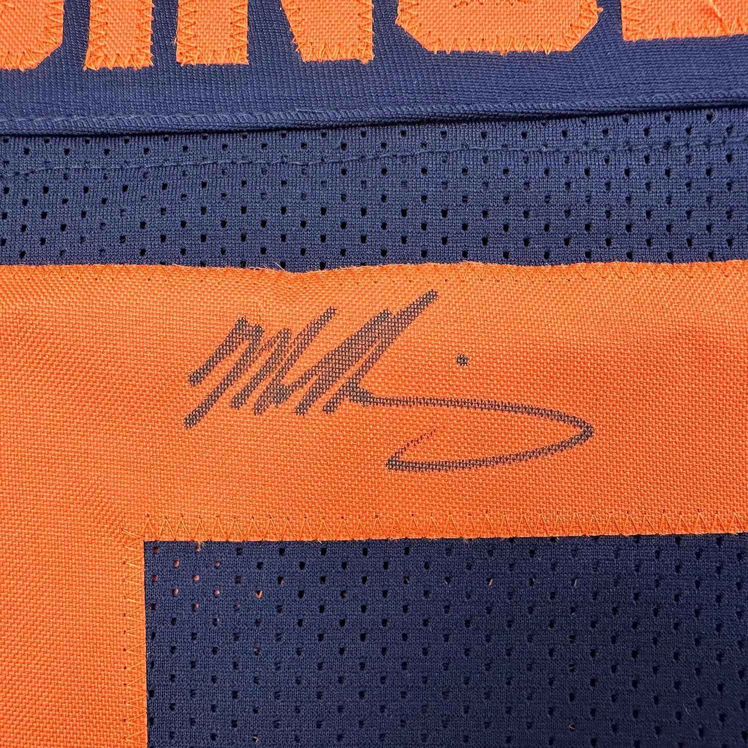 Framed Autographed/Signed Mike Singletary 35x39 Chicago Retro Blue Color Rush Football Jersey JSA COA