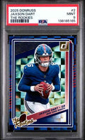 Graded 2025 Donruss Jaxson Dart #2 The Rookies Rookie RC Football Card PSA 9 Mint
