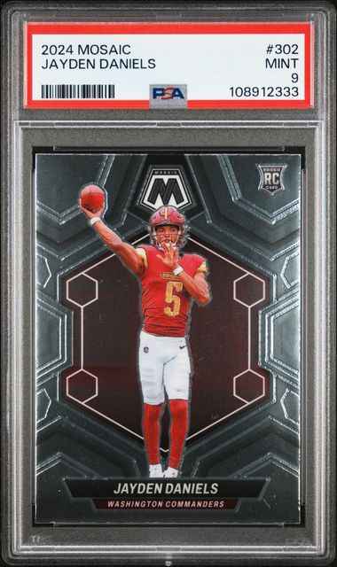 Graded 2024 Panini Mosaic Jayden Daniels #302 Rookie RC Football Card PSA 9 Mint
