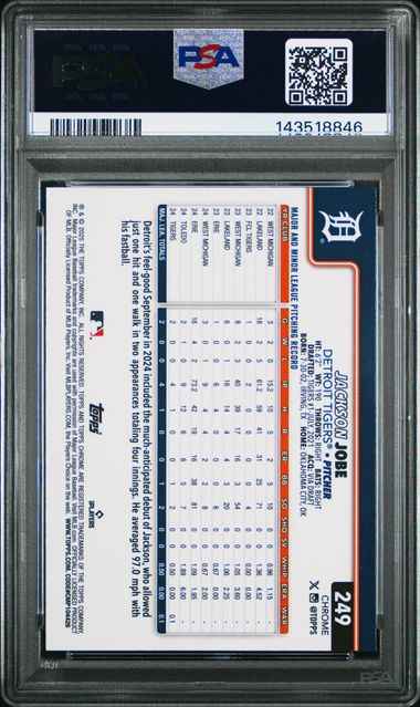 Graded 2025 Topps Chrome Jackson Jobe #249 Rookie RC Baseball Card PSA 10 Gem Mint