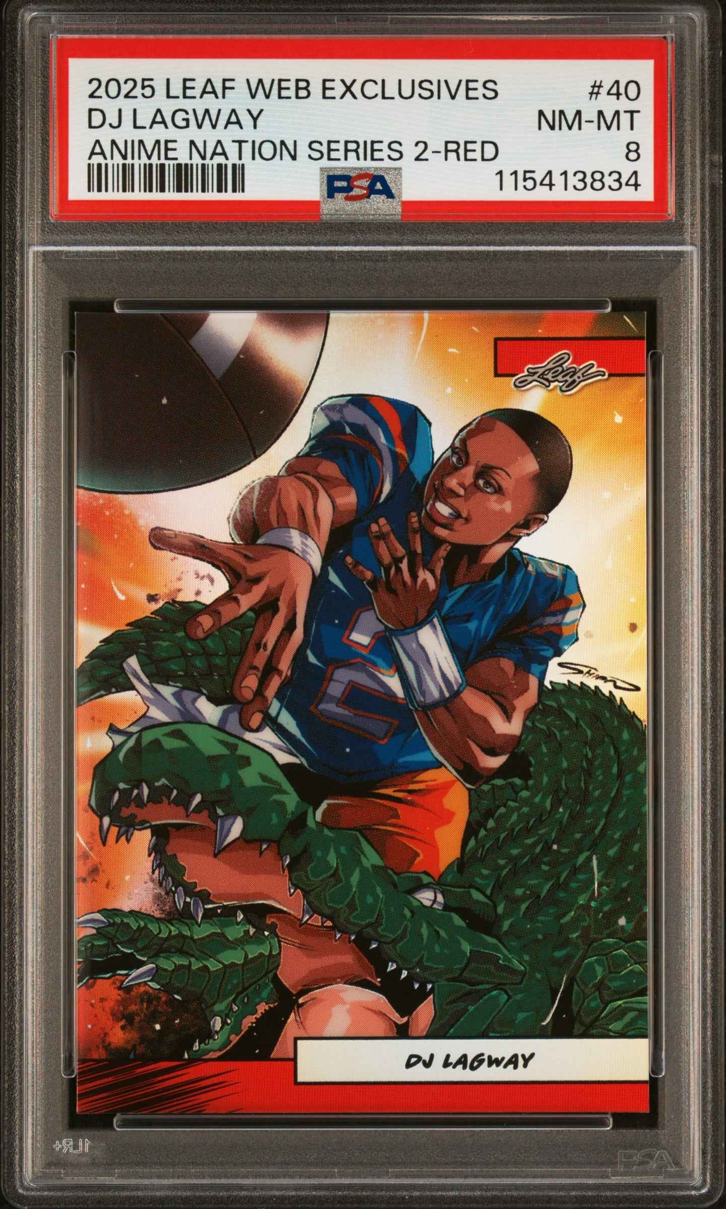 Graded 2025 Leaf Web Exclusives DJ Lagway #40 Anime Nation Series 2 Red /25 Football Card PSA 8 Near Mint
