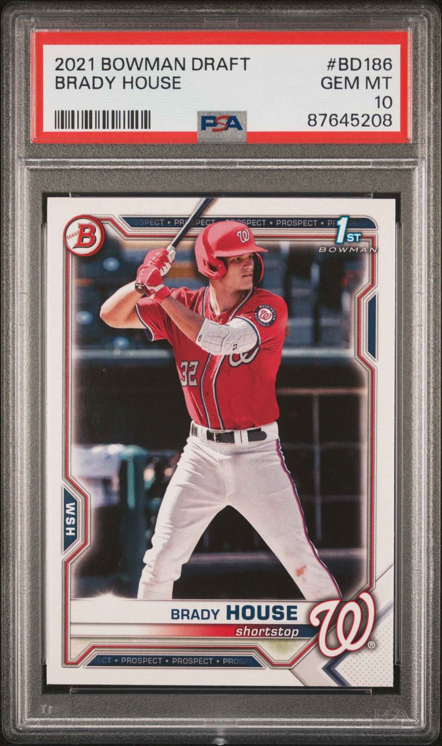 Graded 2021 Topps Bowman Draft Brady House #BD186 Rookie RC Baseball Card PSA 10 Gem Mint