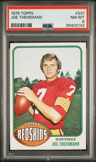 Graded 1976 Topps Joe Theismann #231 2nd Year Football Card PSA 8 NM-MT