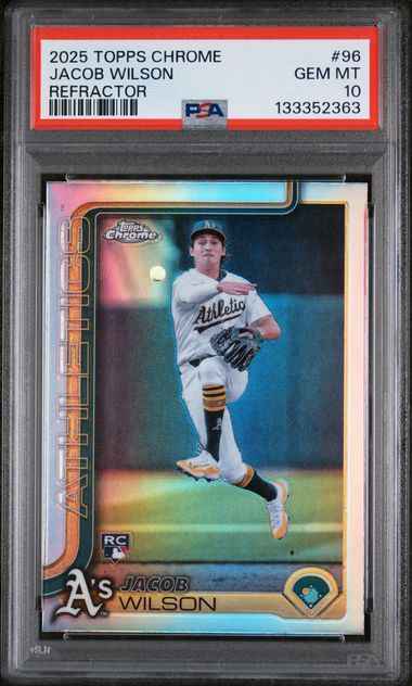 Graded 2025 Topps Chrome Jacob Wilson #96 Refractor Rookie RC Baseball Card PSA 10 Gem Mint