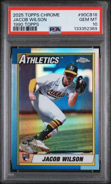 Graded 2025 Topps Chrome Jacob Wilson #90CB18 1990 Topps Rookie RC Baseball Card PSA 10 Gem Mint