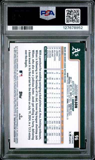 Graded 2025 Topps Chrome Jacob Wilson #96 Raywave Rookie RC Baseball Card PSA 10 Gem Mint