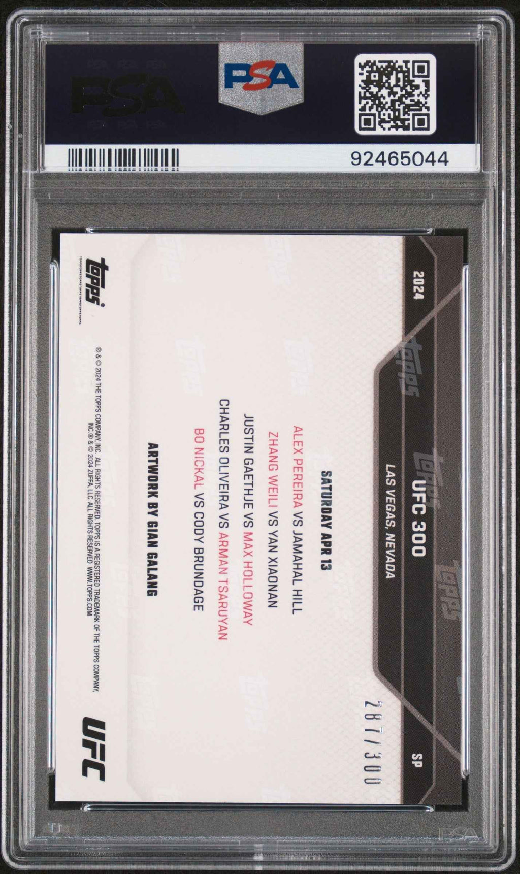 Graded 2024 Topps Now UFC Short Print UFC 300 Poster UFC MMA Card PSA 9 Mint