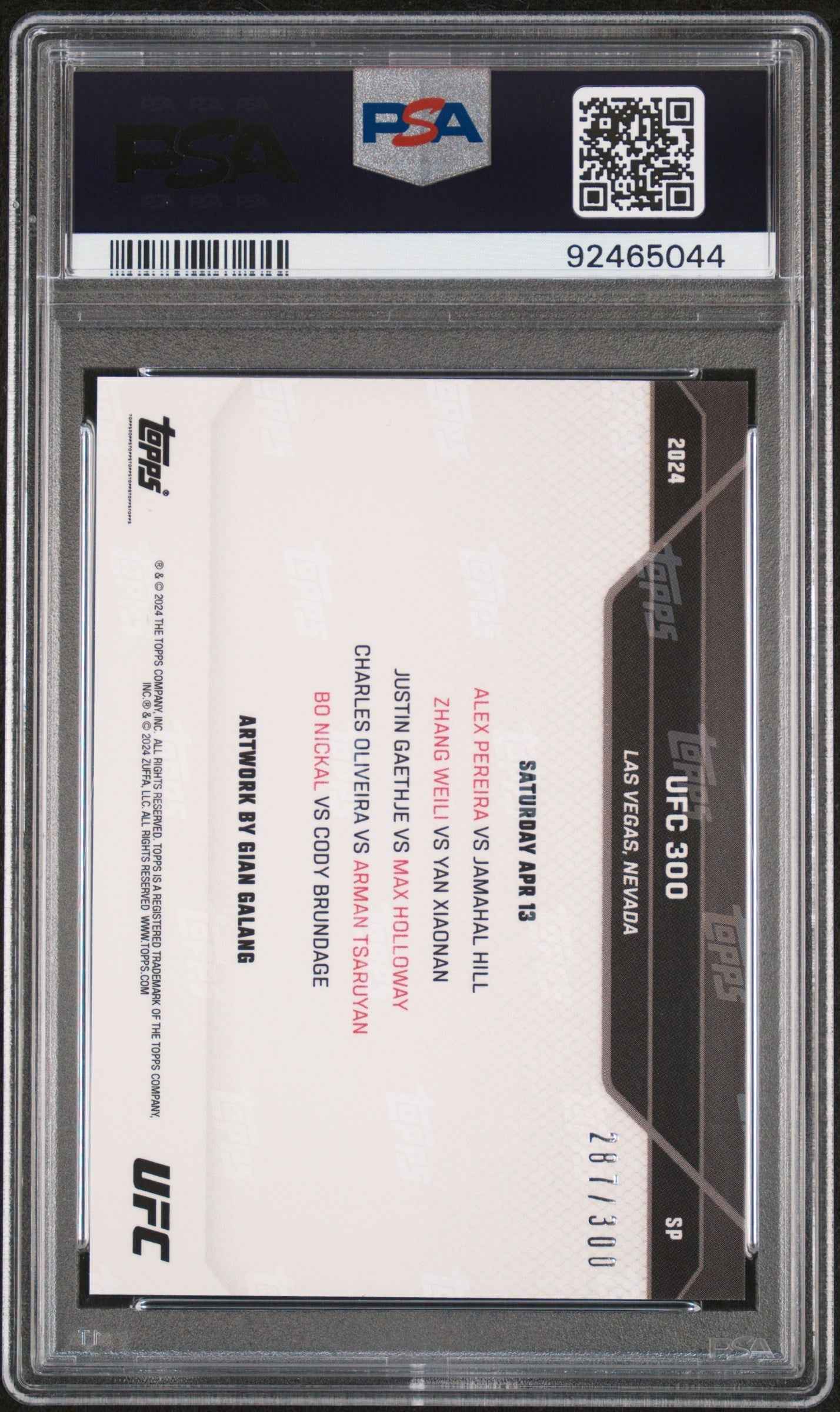 Graded 2024 Topps Now UFC Short Print UFC 300 Poster UFC MMA Card PSA 9 Mint