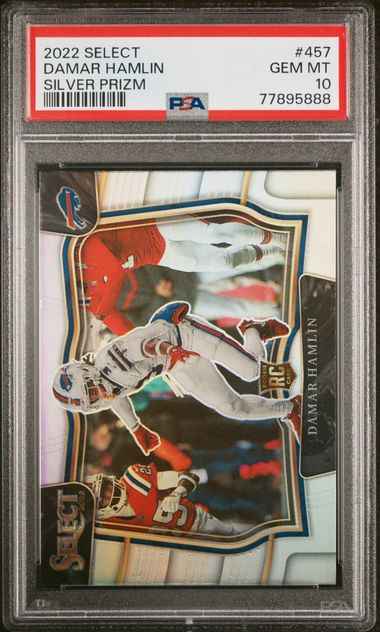 Graded 2022 Panini Select Damar Hamlin #457 Silver Prizm Rookie RC Football Card PSA 10 Gem Mint