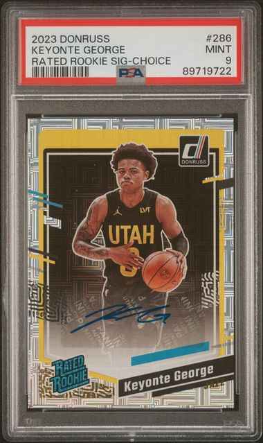Graded 2023 Panini Donruss Rated Rookie Signature Choice Keyonte George #286 Auto Rookie RC Basketball Card PSA 9 Mint