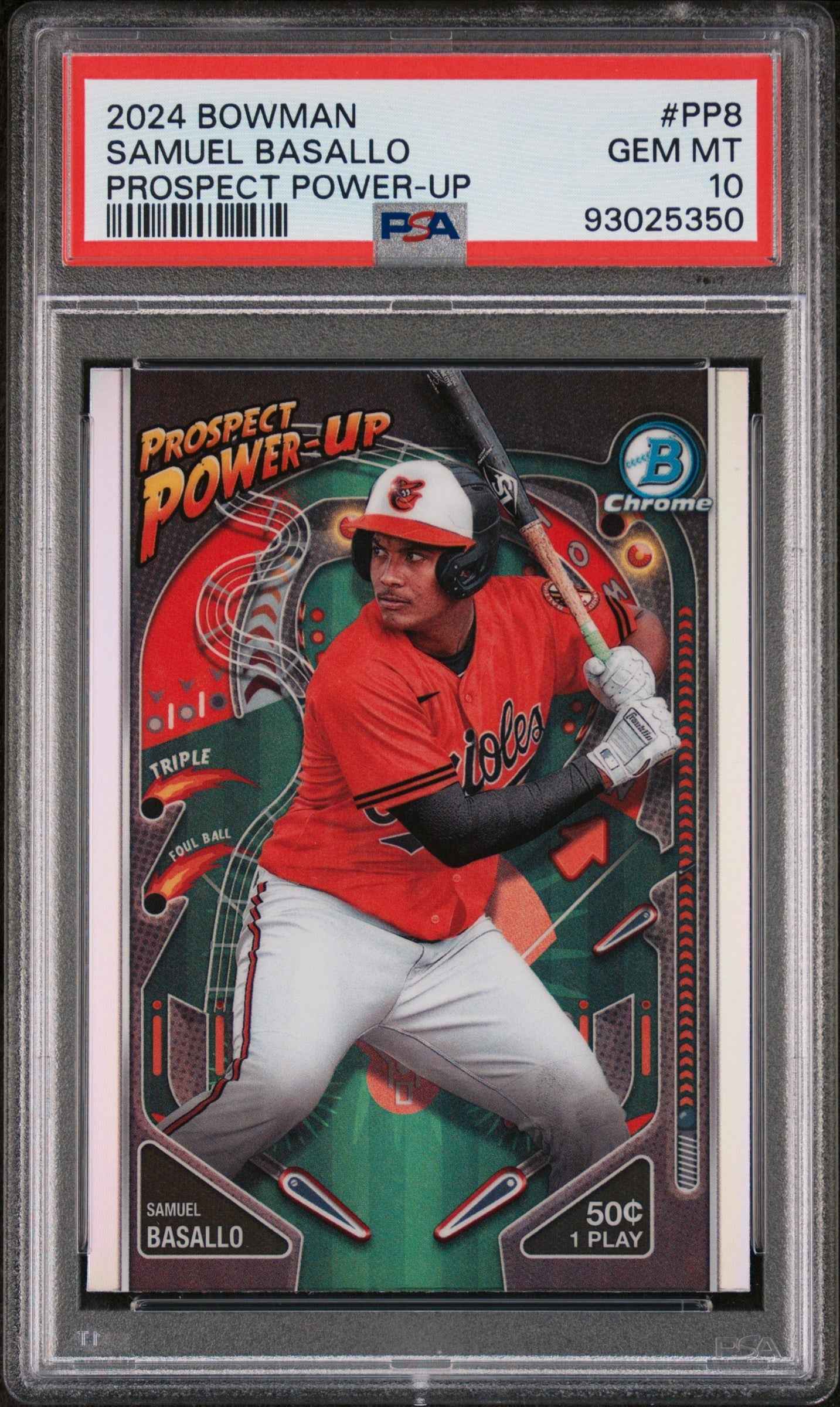 Graded 2024 Topps Bowman Samuel Basallo #PP8 Prospect Power Up Rookie RC Baseball Card PSA 10 Gem Mint