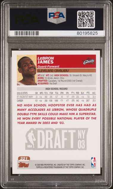 Graded 2003 Topps LeBron James #221 Rookie RC Basketball Card PSA 8 NM-MT