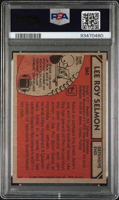 Graded 1980 Topps Leroy Lee Roy Selmon #260 Football Card PSA 6 EX-MT