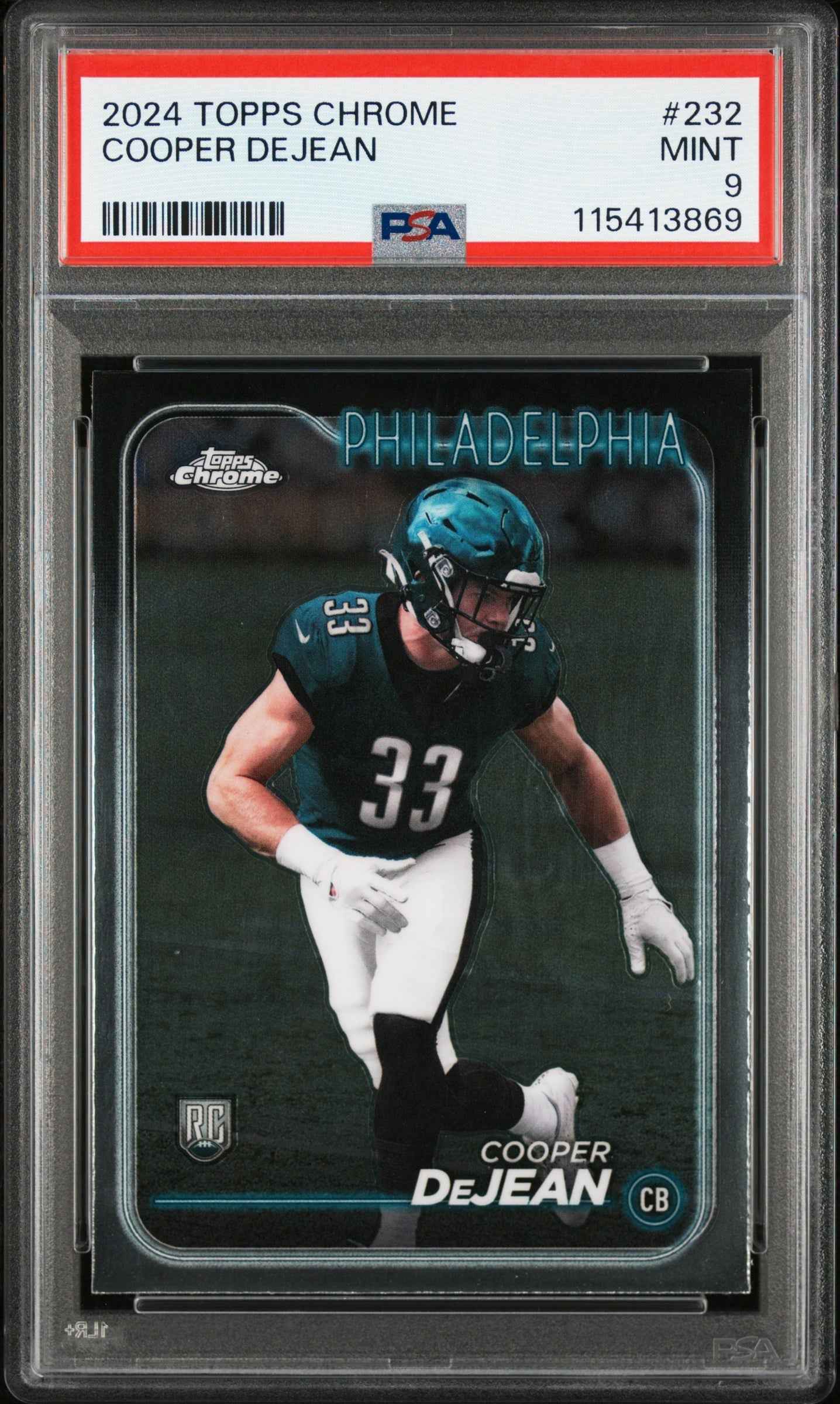 Graded 2024 Topps Chrome Cooper DeJean #232 Rookie RC Football Card PSA 9 Mint
