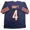 Autographed/Signed D'Andre Swift Chicago Blue Football Jersey Beckett BAS COA