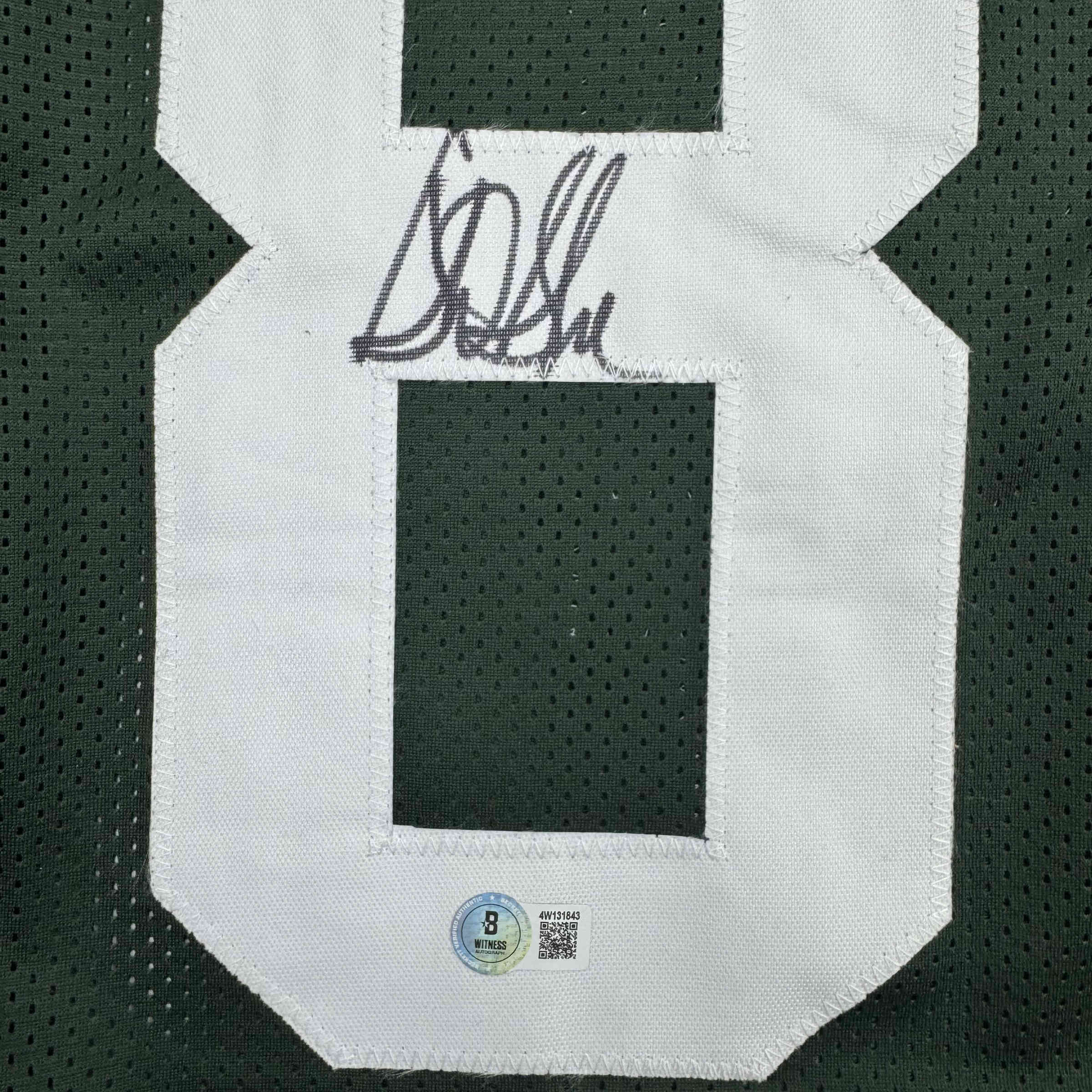 Autographed/Signed Sterling Sharpe Green Bay Green Football Jersey Beckett BAS COA