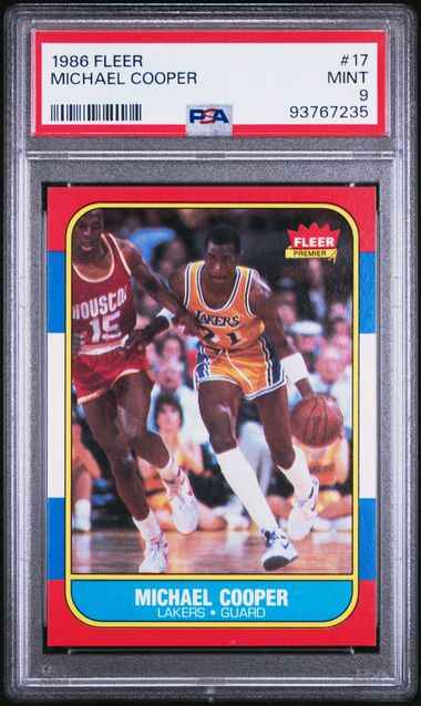 Graded 1986 Fleer Michael Cooper #17 Basketball Card PSA 9 Mint