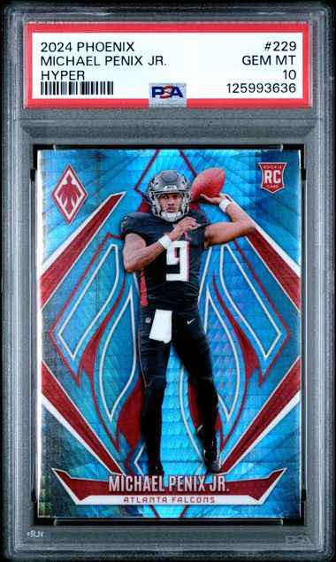 Graded 2024 Panini Phoenix Michael Penix Jr #229 Hyper Rookie RC Football Card PSA 10 Gem Mint