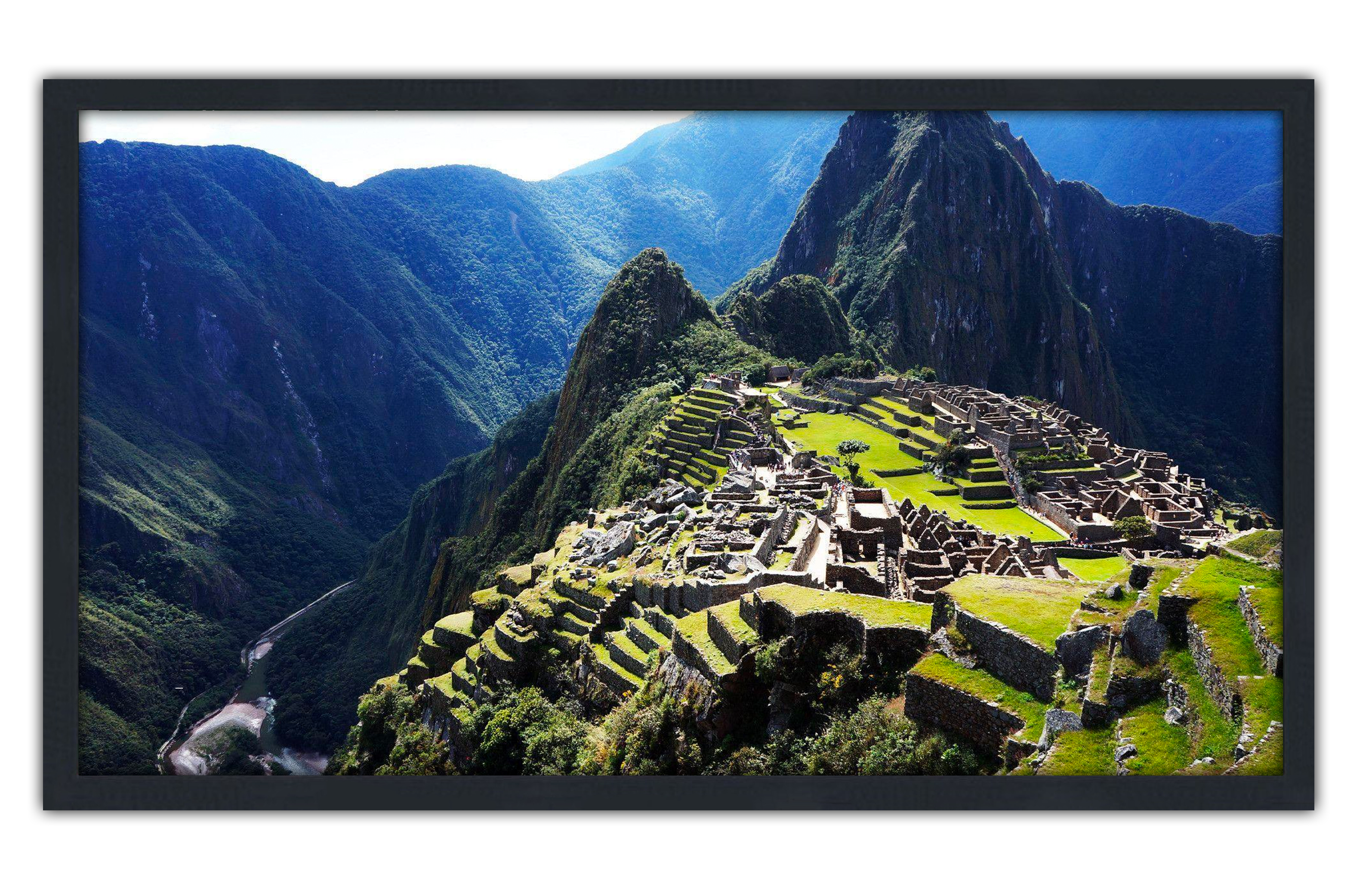 Professionally Framed Ancient City of Machu Picchu Peru Skyline High-Resolution Panoramic Photo 12x22 Wall Art