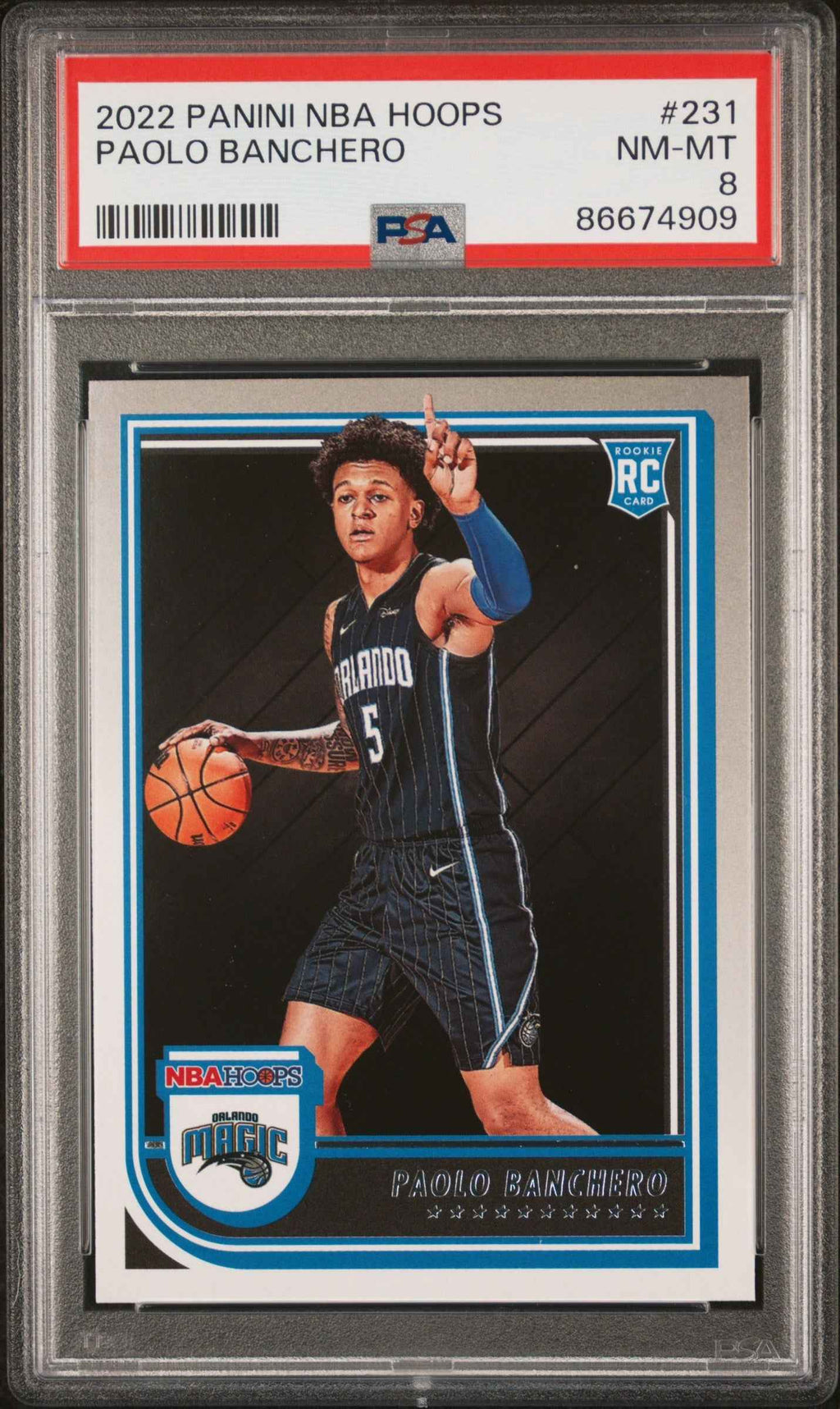 Graded 2022 Panini NBA Hoops Paolo Banchero #231 Rookie RC Basketball Card PSA 8 Near Mint