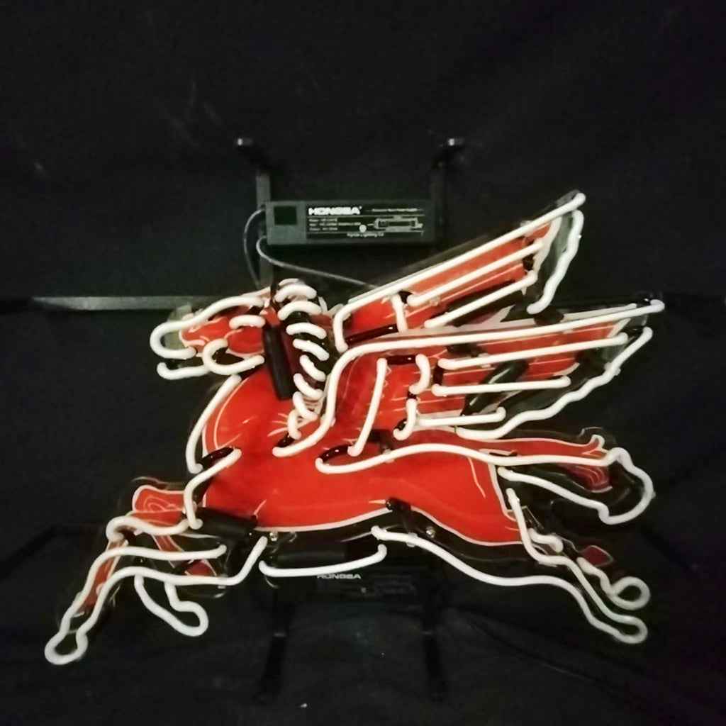 Mobilgas Gas Oil Flyin Horse White Neon Signs Light