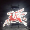 Mobilgas Gas Oil Flyin Horse White Neon Signs Light