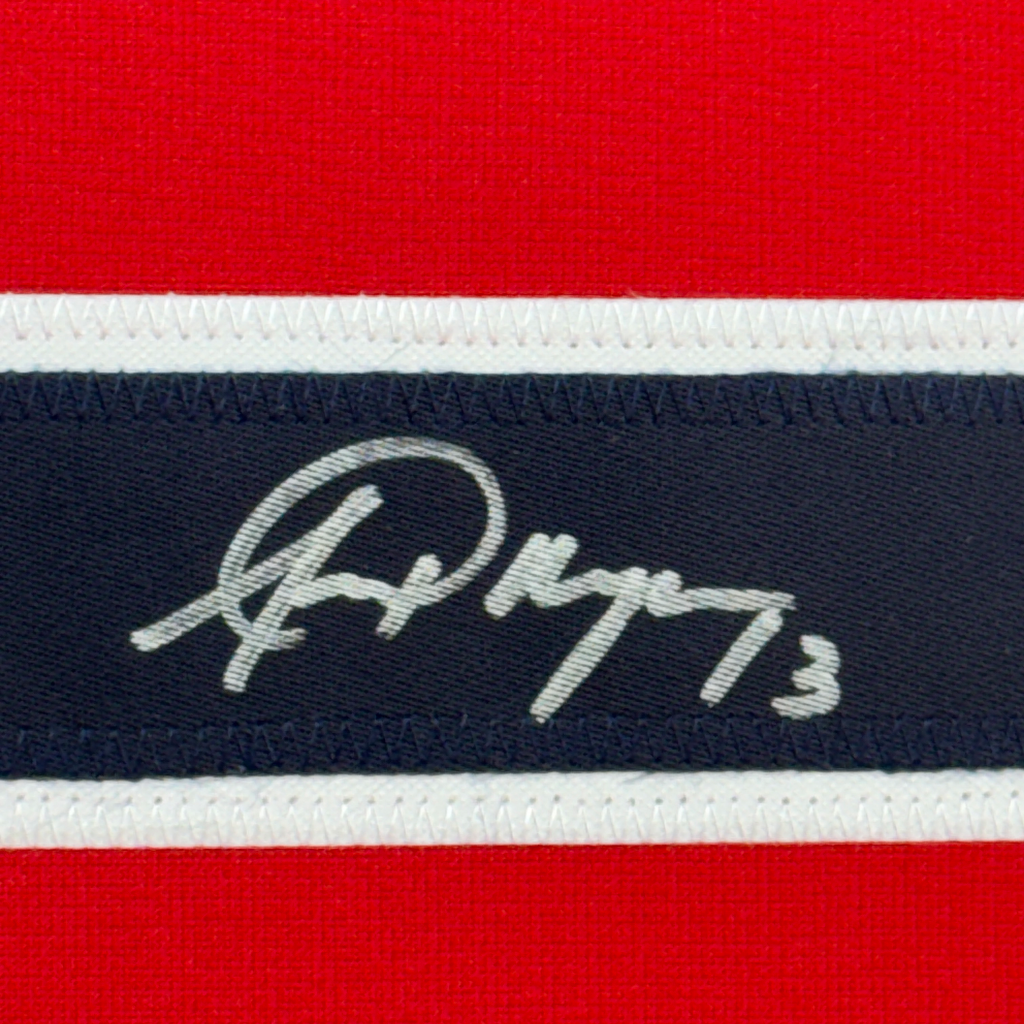 Framed Autographed/Signed Alex Morgan 35x39 Red Soccer Team USA World Cup Jersey JSA COA