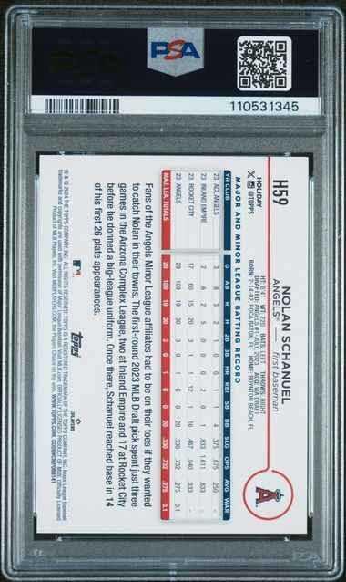 Graded 2024 Topps Holiday Nolan Schanuel #H59 Holiday Tree Rookie RC Baseball Card PSA 10 Gem Mint