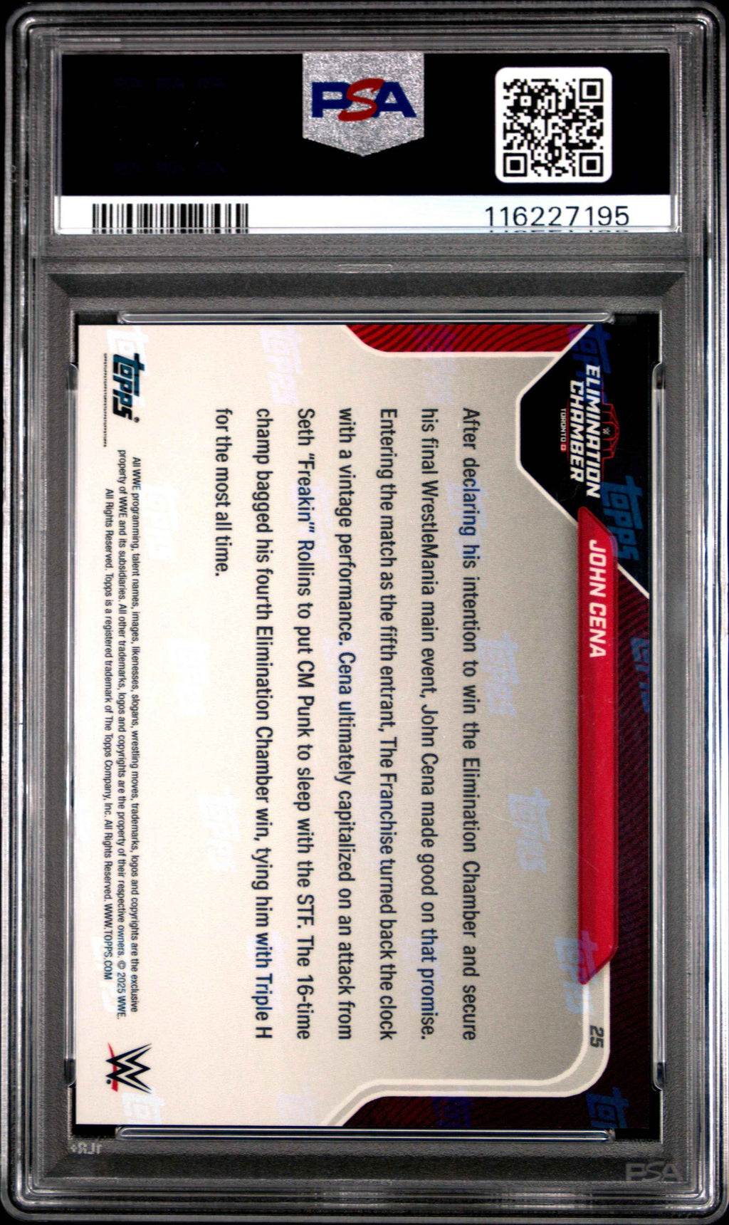 Graded 2025 Topps Now WWE John Cena #25 Wrestling Card PSA 10 Gem Mint