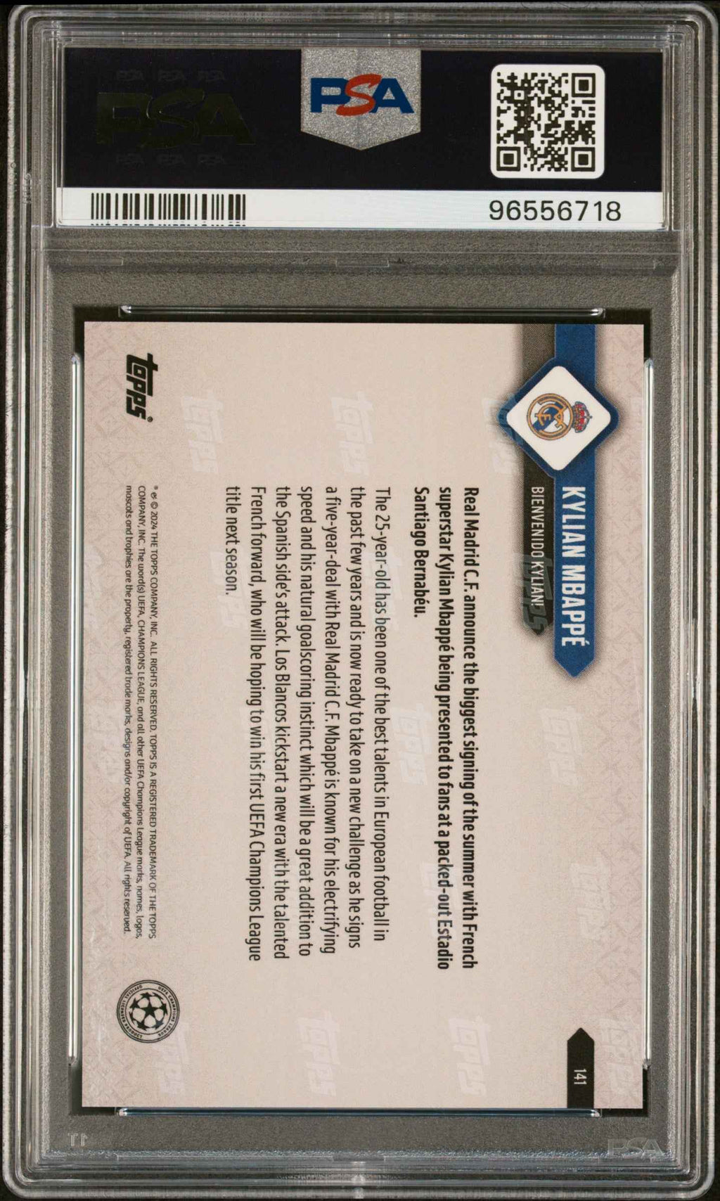 Graded 2024 Topps Now UCL Kylian Mbappe #141 Soccer Card PSA 10 Gem Mint