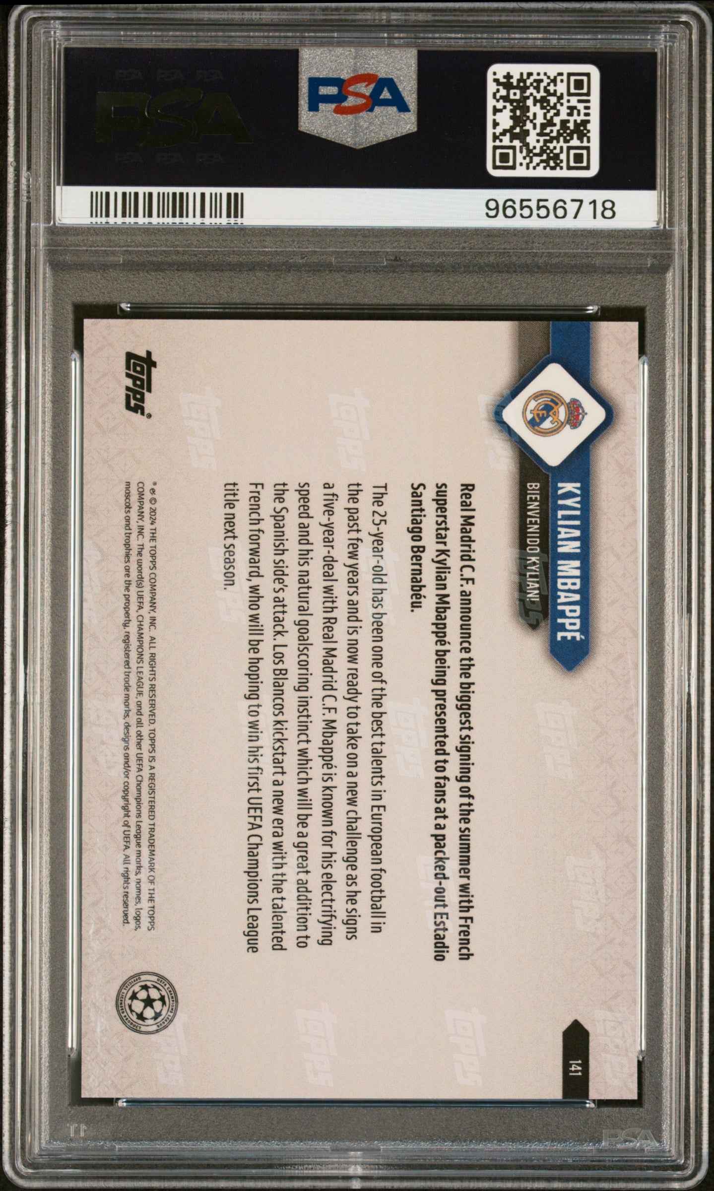 Graded 2024 Topps Now UCL Kylian Mbappe #141 Soccer Card PSA 10 Gem Mint