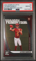 Graded 2024 Panini Donruss Optic Jayden Daniels #2 Primary Colors Rookie RC Football Card PSA 10 Gem Mint