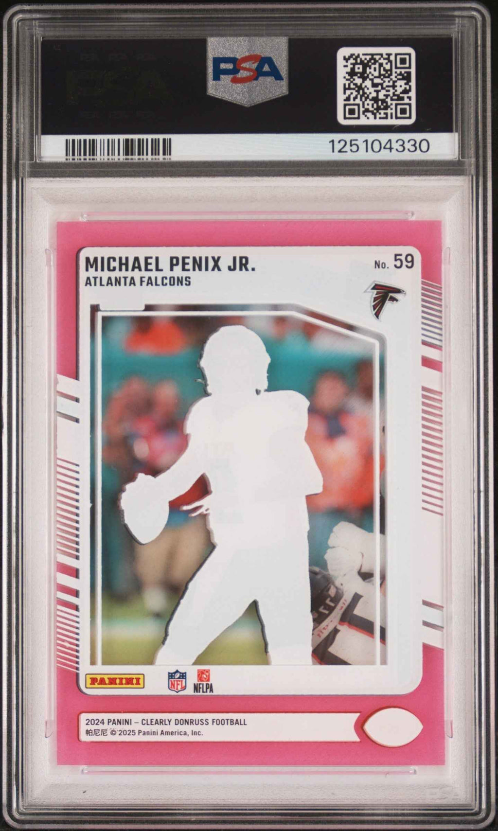Graded 2024 Panini Clearly Donruss Michael Penix Jr #59 Pink Rookie RC Football Card PSA 10 Gem Mint