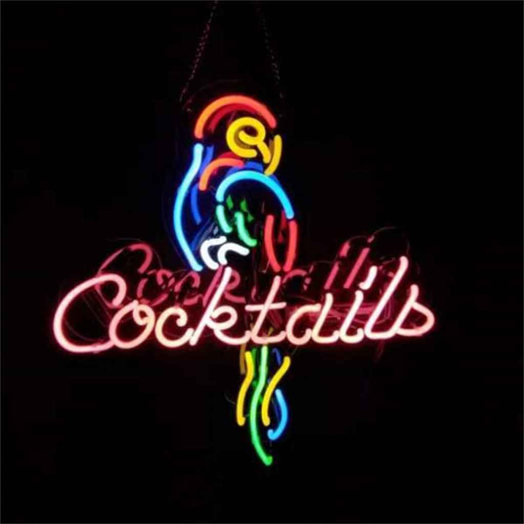 Parrot and Cocktails Font Neon Signs