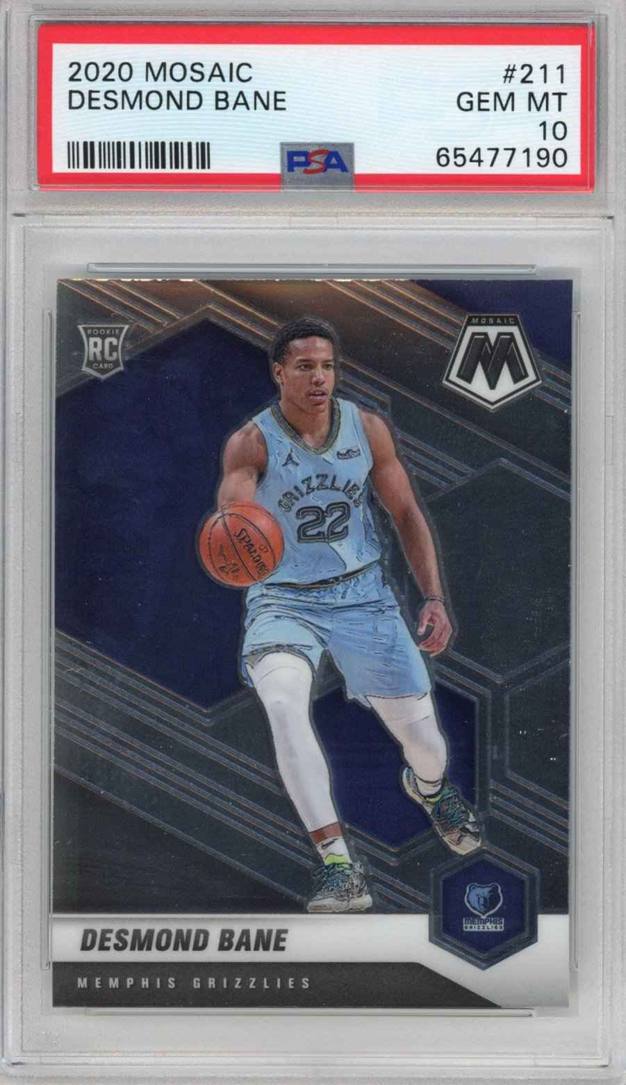 Graded 2020-21 Panini Mosaic Desmond Bane #211 Rookie RC Basketball Card PSA 10 Gem Mint