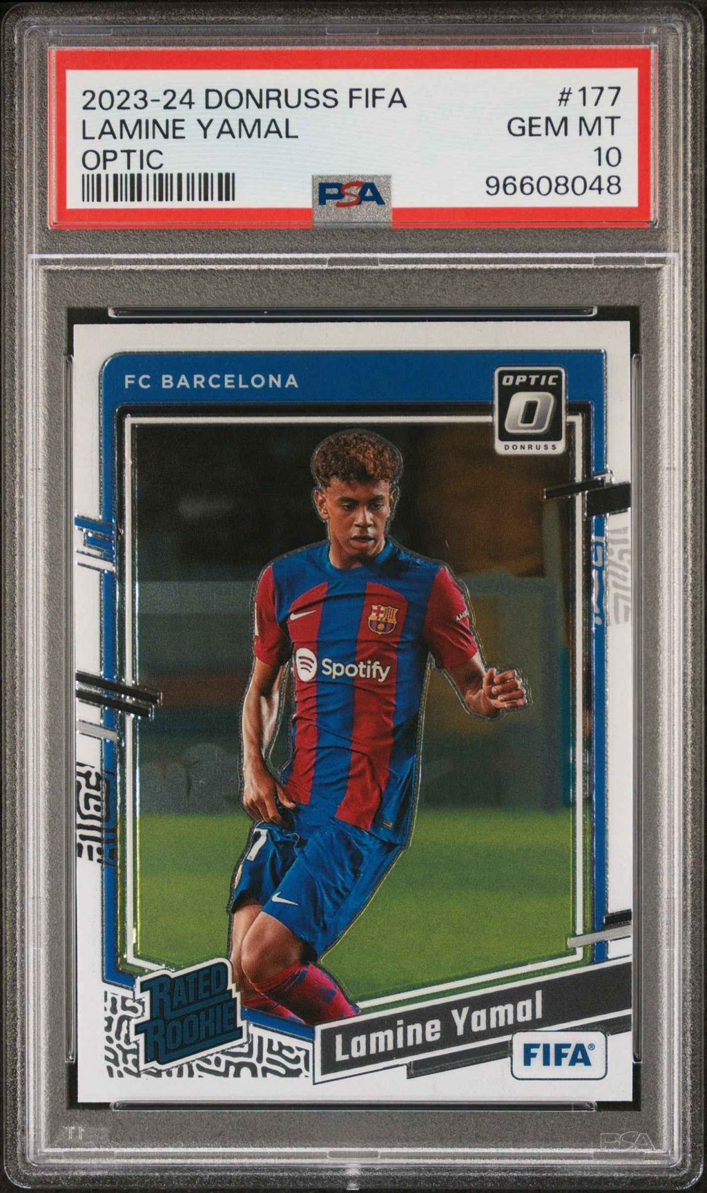 Graded 2023 Panini Donruss Lamine Yamal #177 Optic Rookie RC Soccer Card PSA 10 Gem Mint