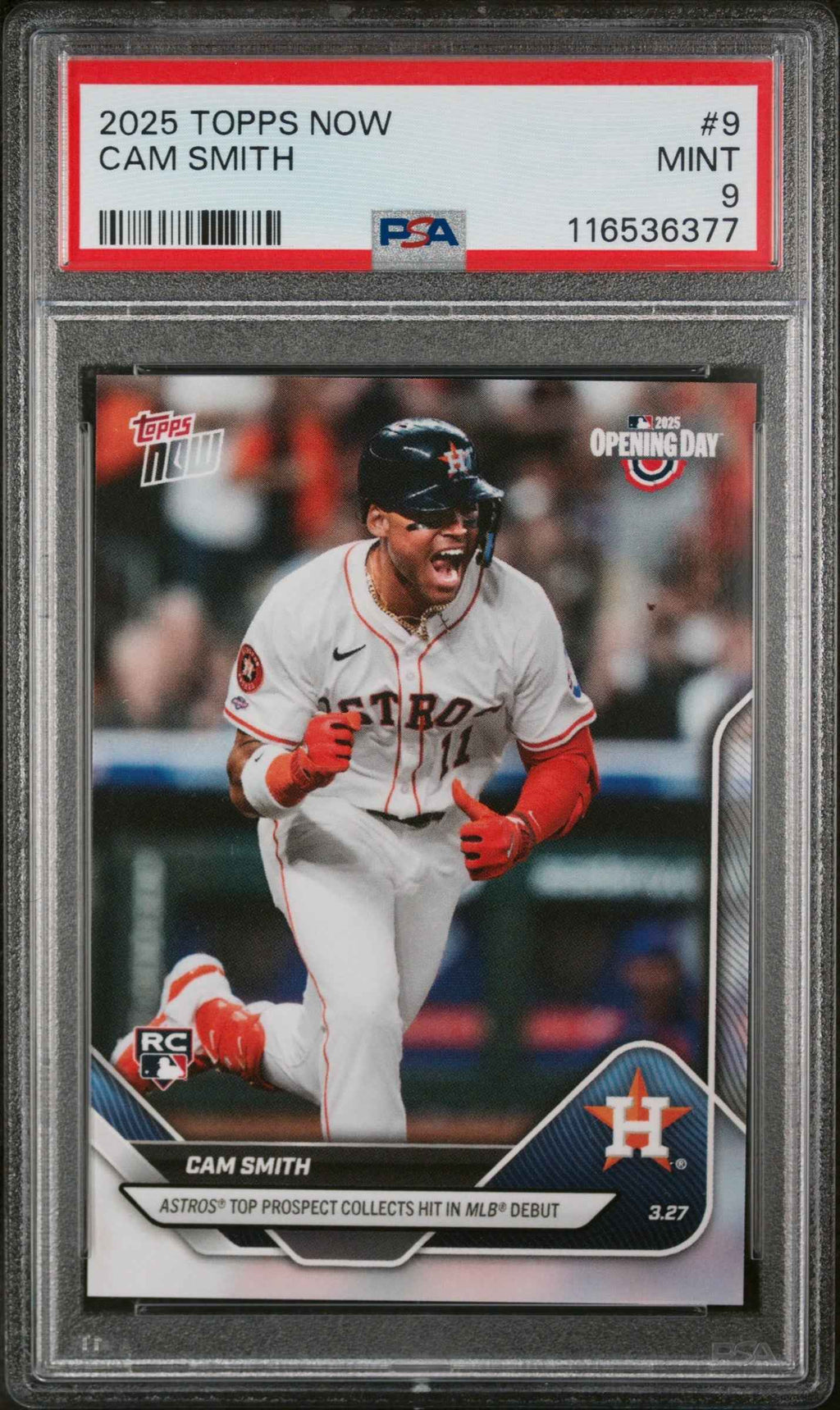 Graded 2025 Topps Now Cam Smith #9 Rookie RC Baseball Card PSA 9 Mint