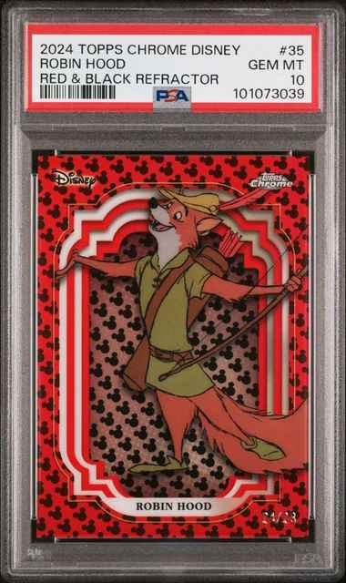 Graded 2024 Topps Chrome Disney Robin Hood #35 /28 Red & Black Refractor PSA 10 Gem Mint