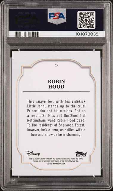 Graded 2024 Topps Chrome Disney Robin Hood #35 /28 Red & Black Refractor PSA 10 Gem Mint