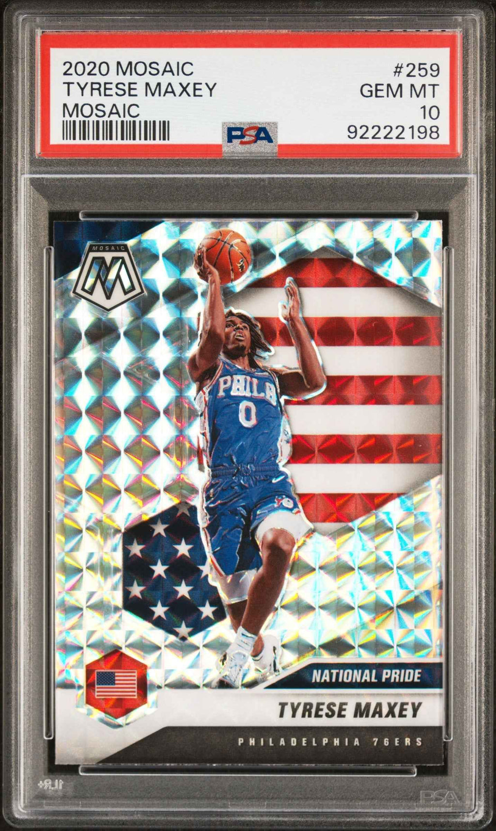 Graded 2020 Panini Mosaic Tyrese Maxey #259 Mosaic Rookie RC Basketball Card PSA 10 Gem Mint