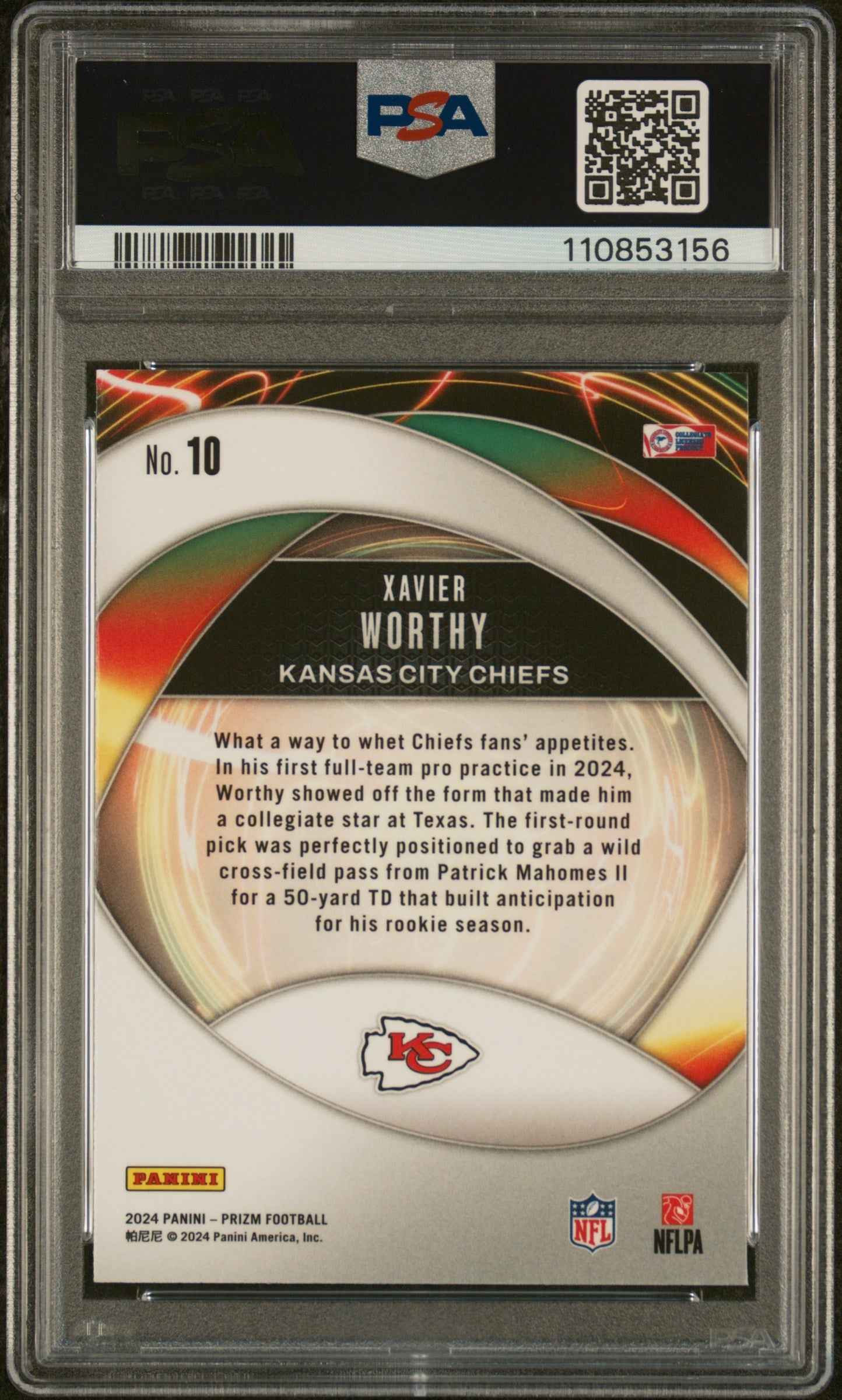 Graded 2024 Panini Prizm Xavier Worthy #10 Portals Rookie RC Football Card PSA 10 Gem Mint