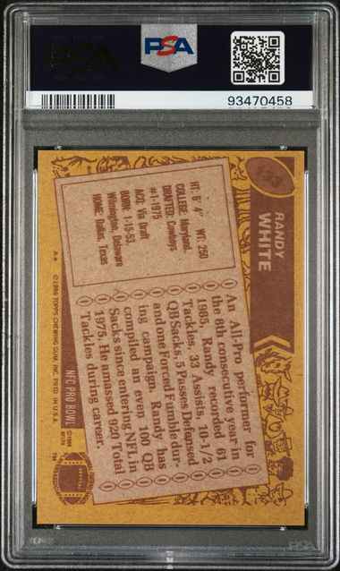 Graded 1986 Topps Randy White #133 Football Card PSA 7 Near Mint